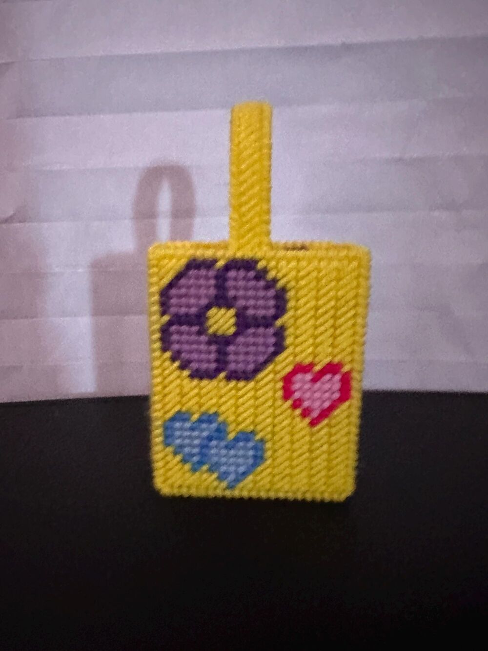 Tiny Flower Tote Bag Yellow Plastic Canvas Handmade Floral Gift for Her